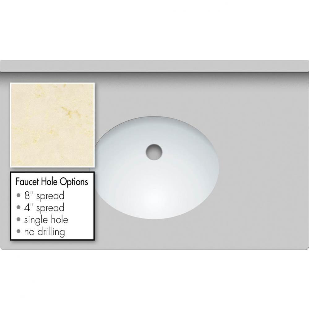 31 X 19 X 1.25 Countertop Quartz Dreamy Marfil Oval White