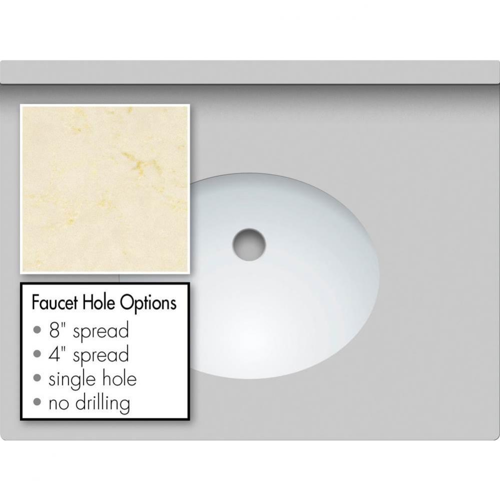 25 X 19 X 1.25 Countertop Quartz Dreamy Marfil Oval White