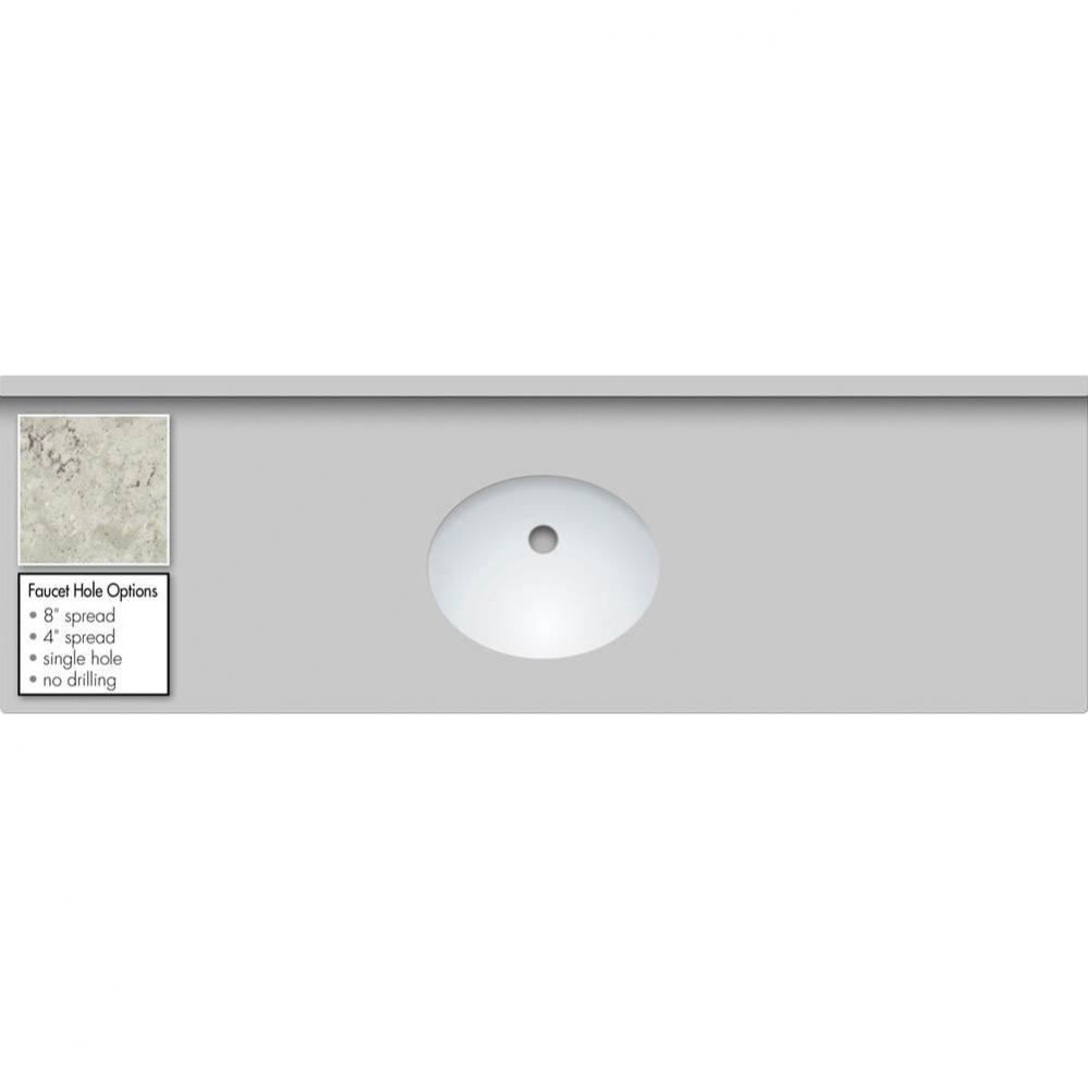 61 X 19 X 1.25 Countertop Quartz Via Augusta Oval White