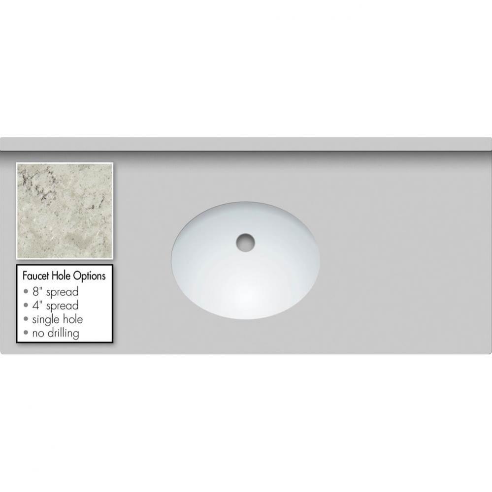 43 X 19 X 1.25 Countertop Quartz Via Augusta Oval White