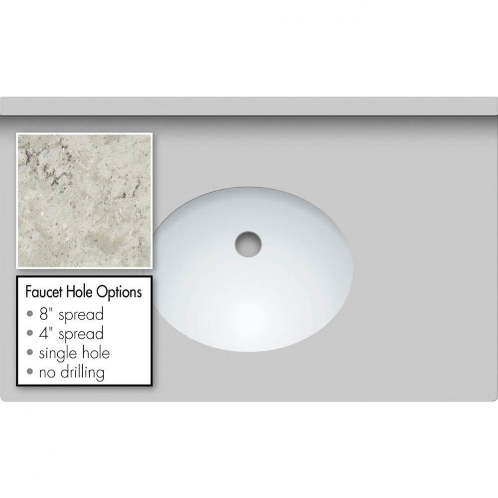 31 X 19 X 1.25 Countertop Quartz Via Augusta Oval White