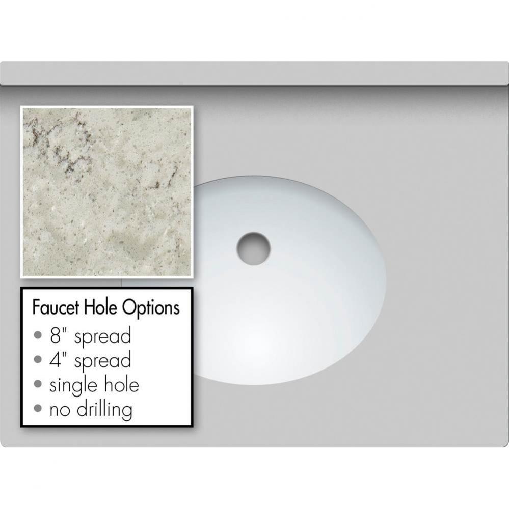 25 X 19 X 1.25 Countertop Quartz Via Augusta Oval White