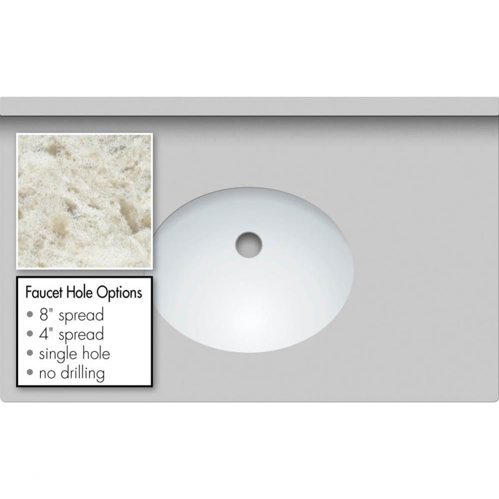 31 X 19 X 1.25 Countertop Quartz Sangda Falls Oval White