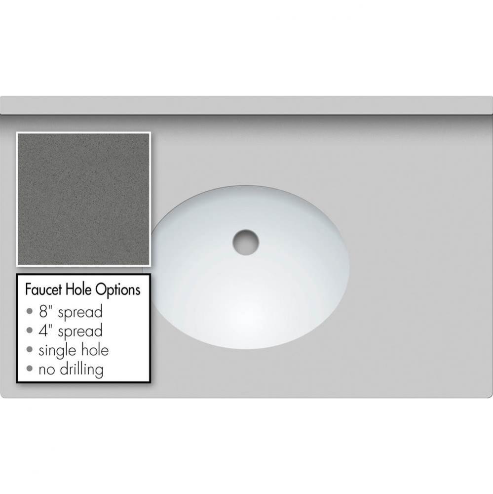 31 X 19 X 1.25 Countertop Quartz Grey Lake Oval White