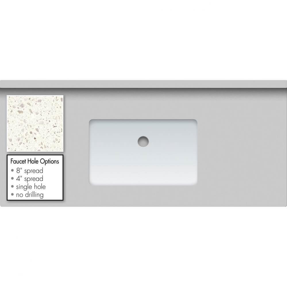 43 X 19 X 1.25 Countertop Quartz Pearl White Polished Sm Rect White