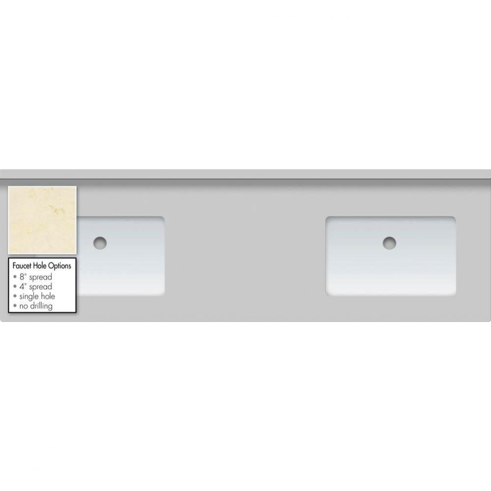 61 X 19 X 1.25 Countertop Quartz Dreamy Marfil 2X Sm Rect White