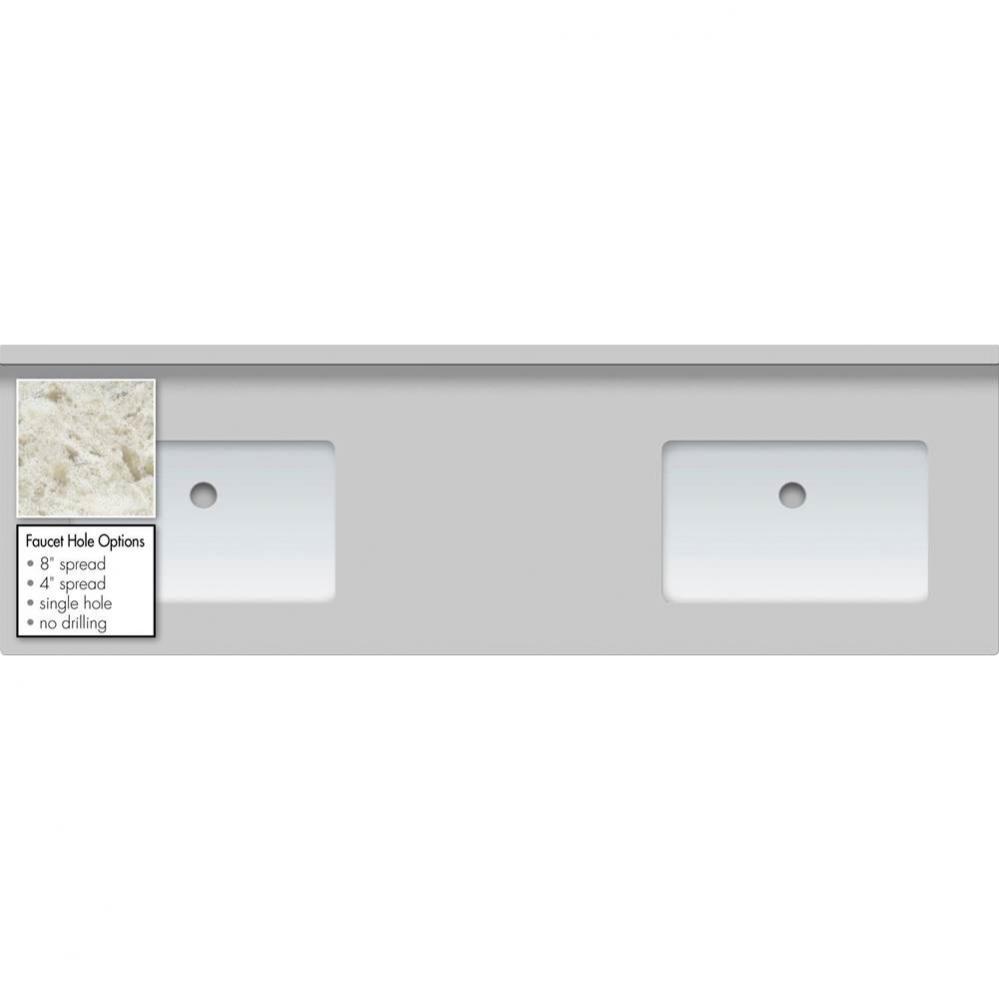 63 X 19 X 1.25 Countertop Quartz Sangda Falls 2X Sm Rect White