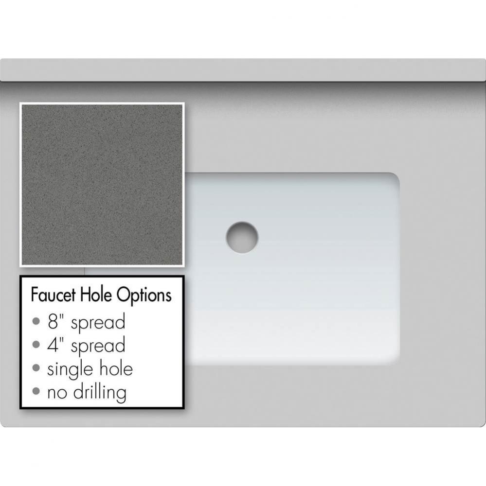 25 X 19 X 1.25 Countertop Quartz Grey Lake Rect White