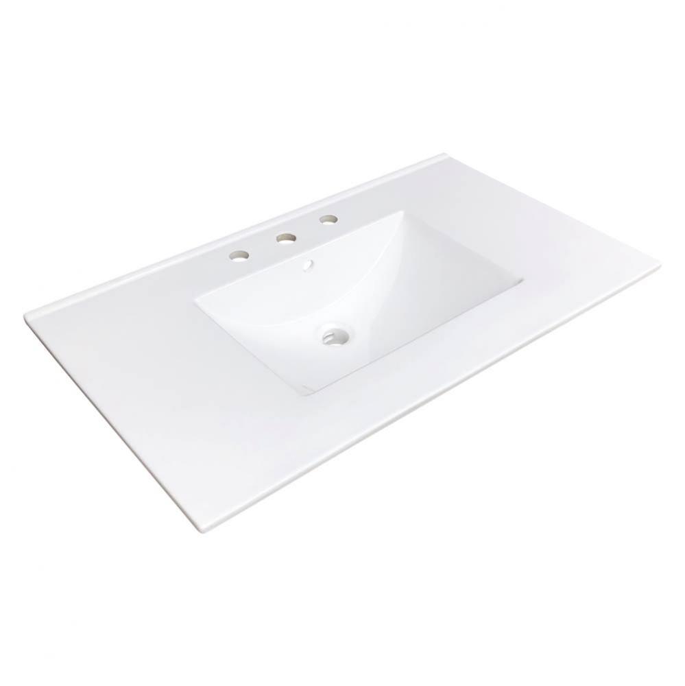 37 X 22 X 5/8 Ceramic Top 8'' Drilling White