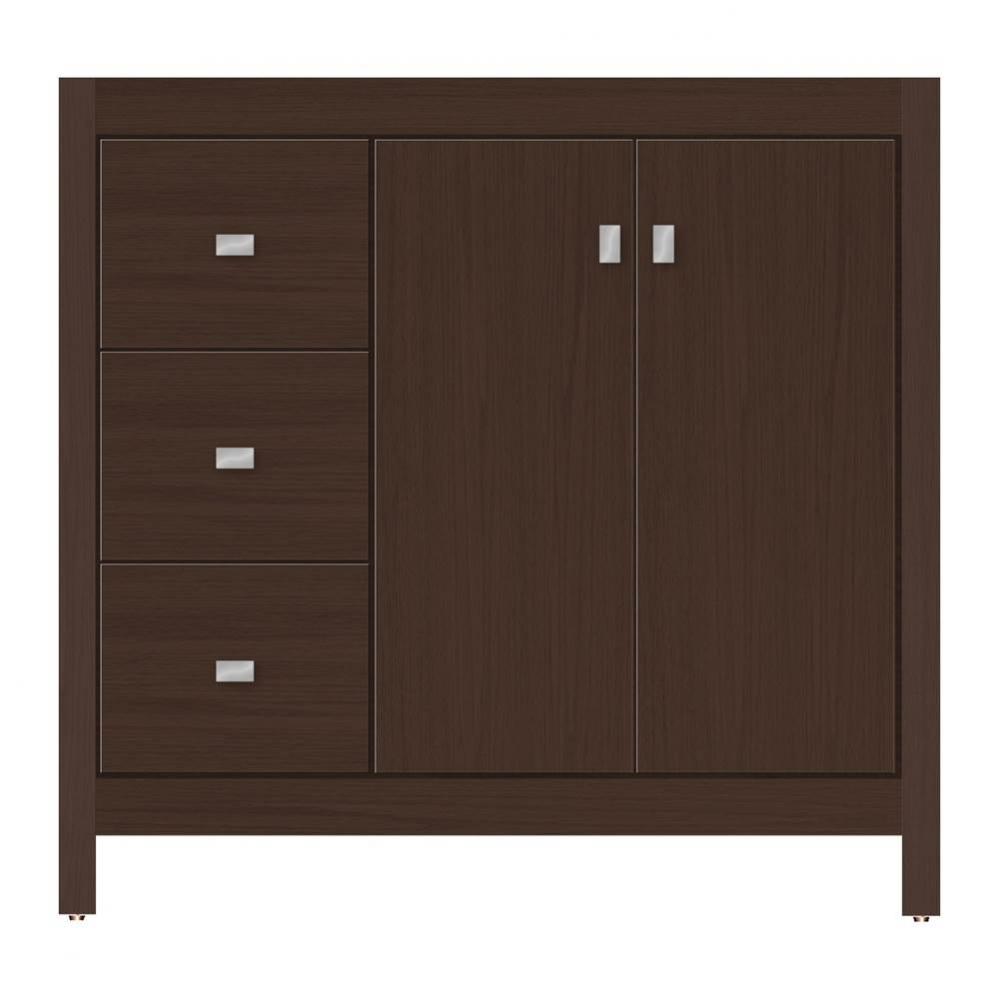 36 X 18.5 X 34.5 Alki View Vanity Tiered Miter Choc Oak Lh