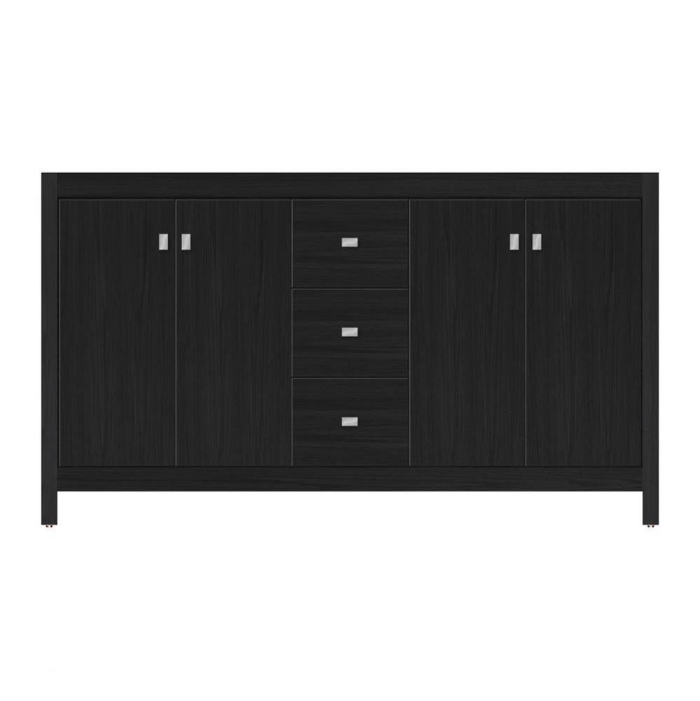 60 X 18.5 X 34.5 Alki View Vanity Tiered Miter Midnight Oak Db