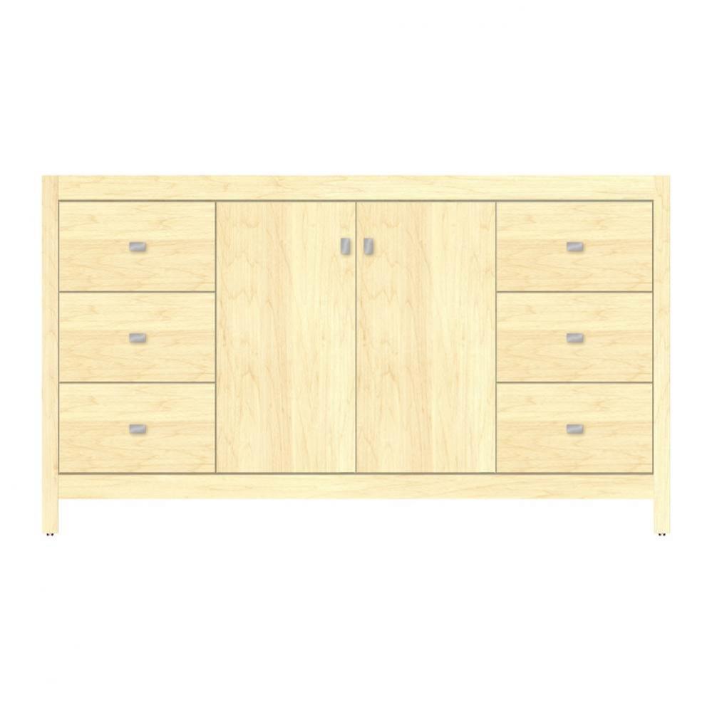 60 X 18.5 X 34.5 Alki View Vanity Tiered Miter Nat Maple Sb