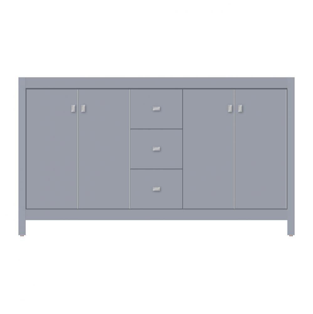 60 X 18.5 X 34.5 Alki View Vanity Tiered Miter Sat Silver Db