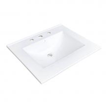 Strasser Woodenwork 64.250.8 - 25 X 22 X 5/8 Ceramic Top 8'' Drilling White