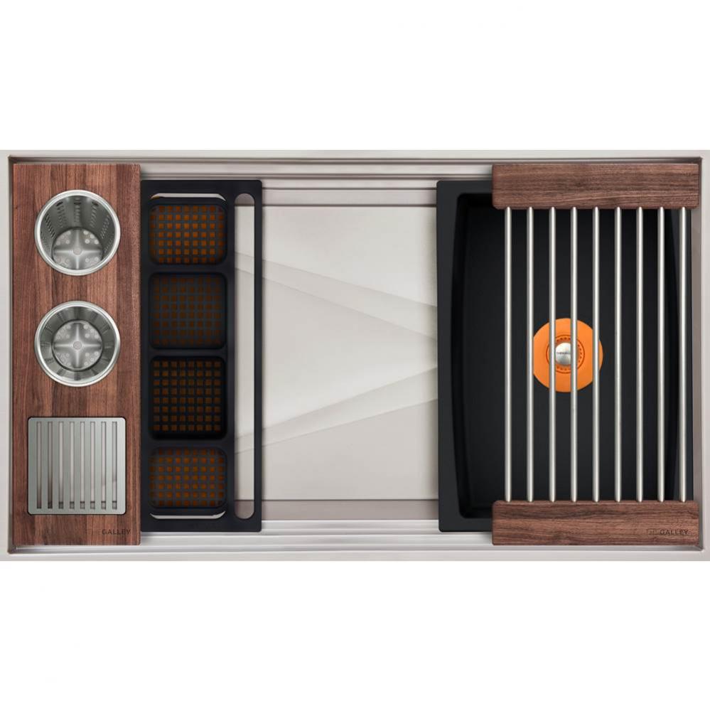 Ideal ThinTop™ WashStation™ 3S with Four Tool Wash Kit in American Black Walnut / Graphite Res
