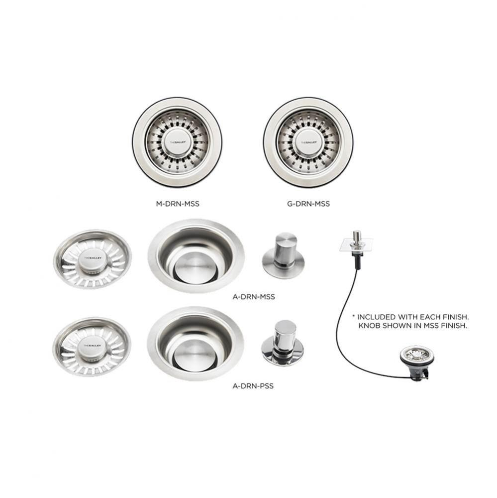 Manual Strainer Basket 3-1/2'' in Angel Finish Stainless Steel