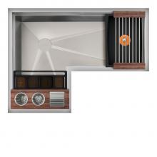 The Galley IWA-3X4-C-WA - Ideal Corner WashStation™ 4X4C with Four Tool Wash Kit in American Black Walnut / Graphite Resin
