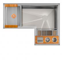 The Galley IWA-4X3-C-BA - Ideal Corner WashStation  4X3C with Four Tool Wash Kit Two Tools in Natural Golden Bamboo, Two Too