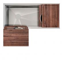 The Galley IWS-3X4-C-WA - Ideal Corner Workstation 3X4C with Five Tool Culinary Kit in American Black Walnut