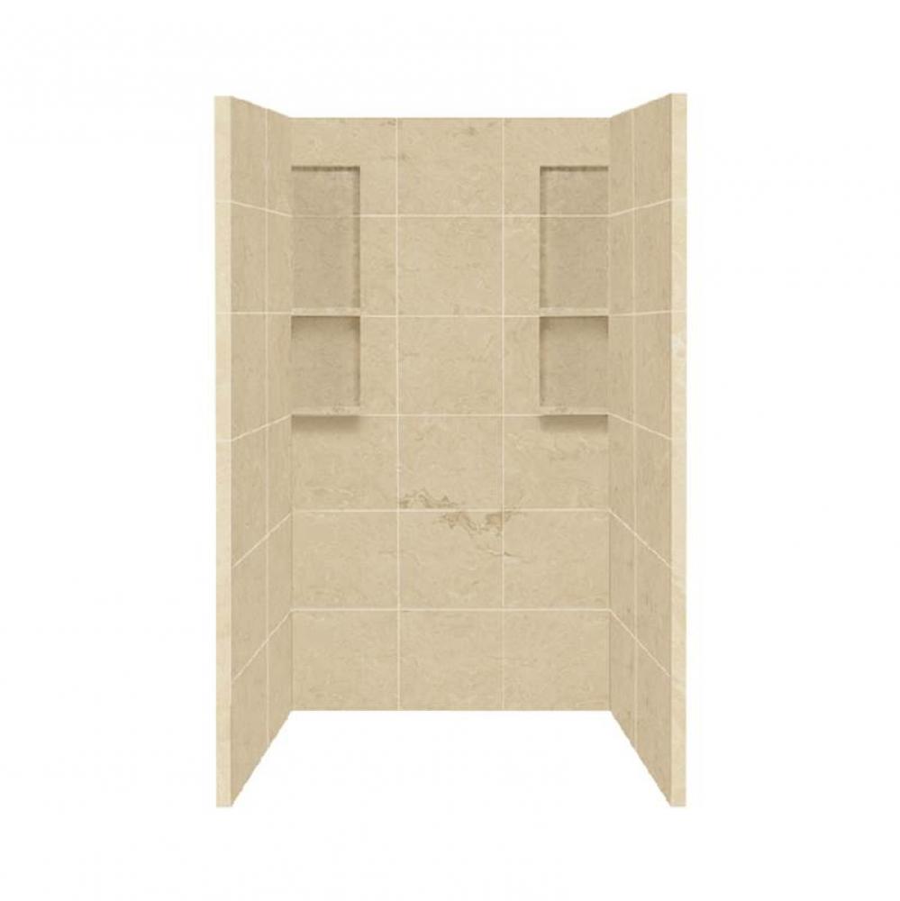 48'' x 34'' x 80'' Solid Surface Shower Wall Surround in Almond Sky