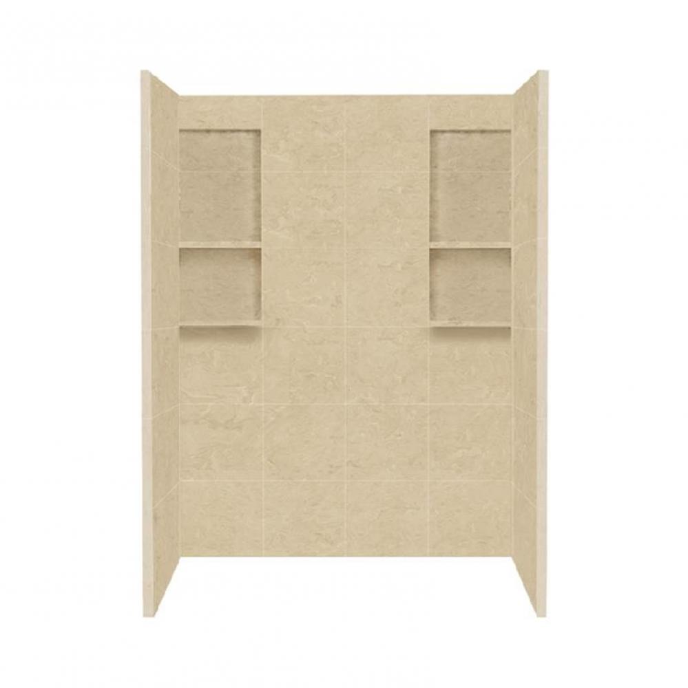 60'' x 32'' x 80'' Solid Surface Shower Wall Surround in Almond Sky