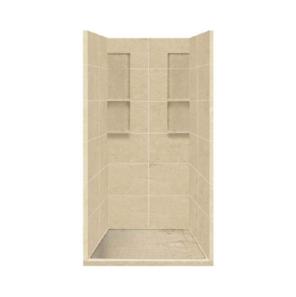 36'' x 36'' x 83'' Solid Surface Alcove Shower Kit in Almond Sky