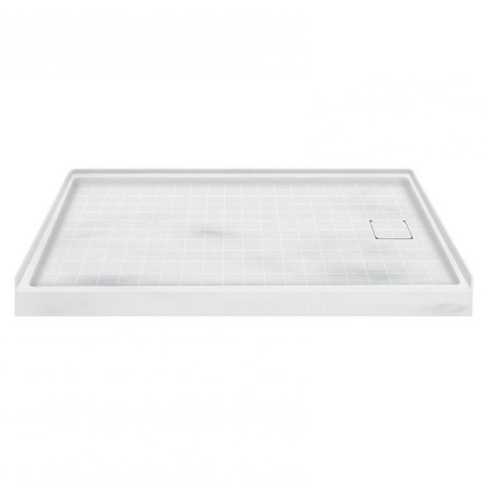Solid Surface 60-in x 30-in Shower Base with Right Drain