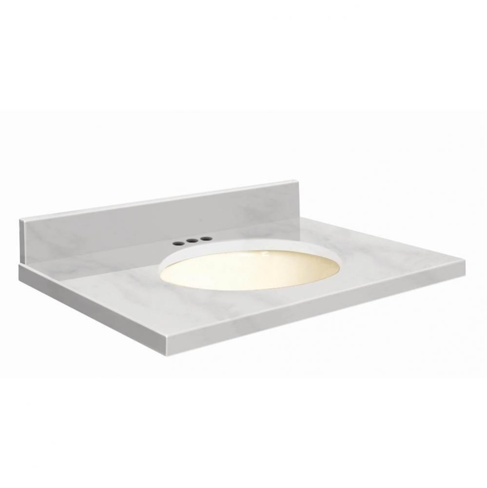 Natural Marble 31-in x 19-in Bathroom Vanity Top with Eased Edge, 4-in Centerset, and Biscuit Bowl