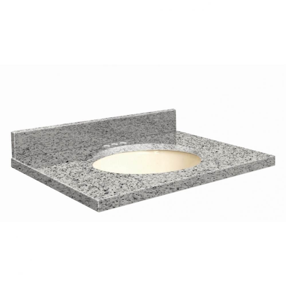 Granite 37-in x 19-in Bathroom Vanity Top with Eased Edge, 4-in Centerset, and Biscuit Bowl in Ros