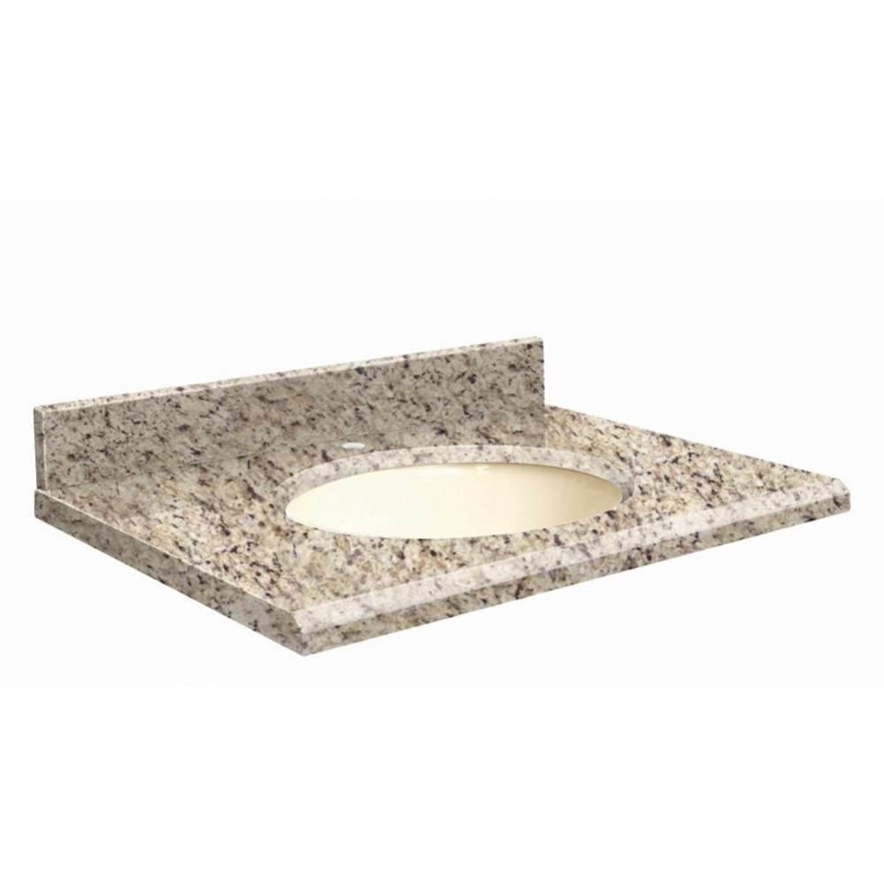 Granite 49-in x 19-in Bathroom Vanity Top with Beveled Edge, Single Faucet Hole, and Biscuit Bowl