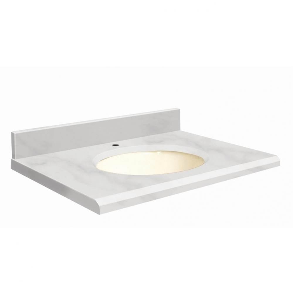 Natural Marble 49-in x 19-in Bathroom Vanity Top with Beveled Edge, Single Faucet Hole, and Biscui