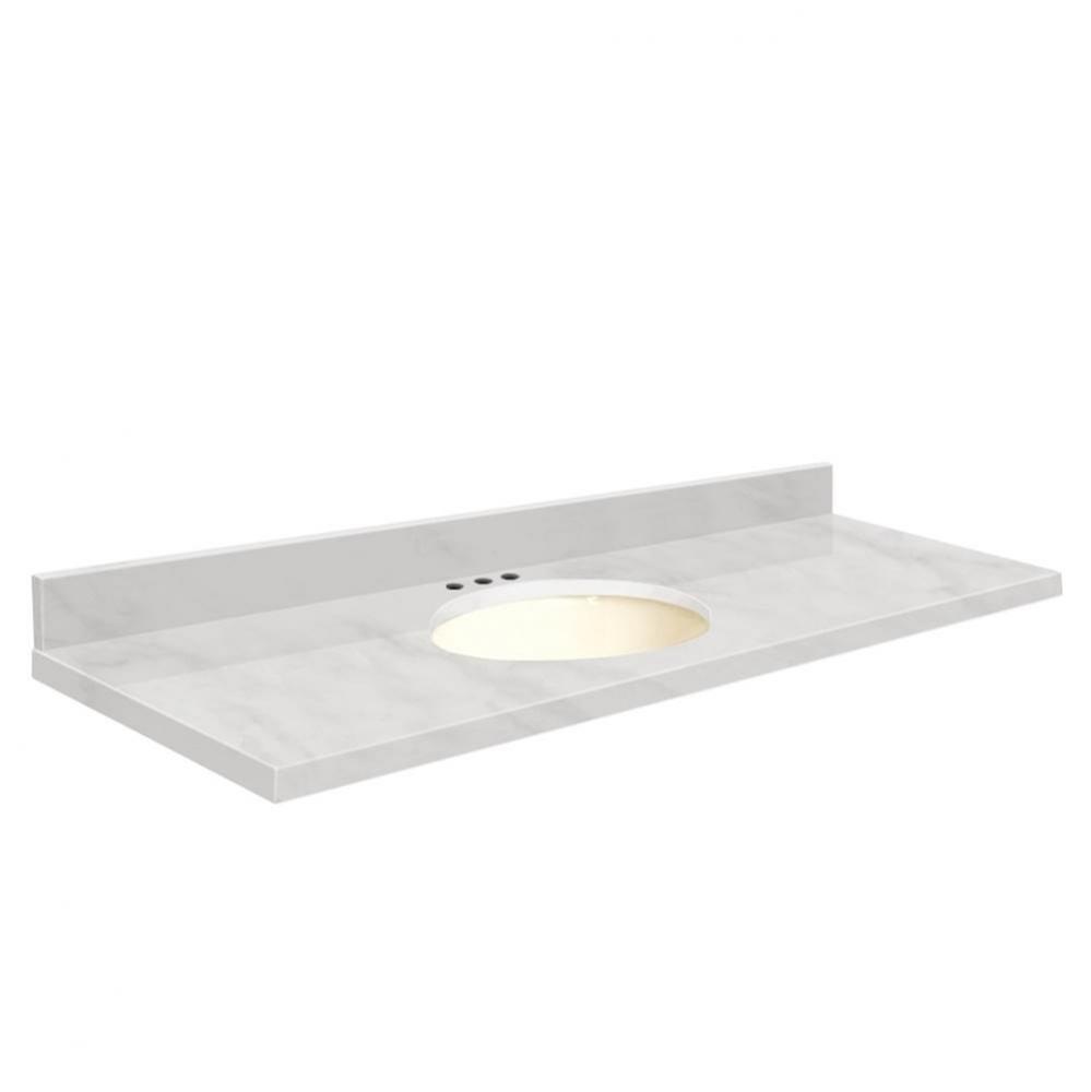 Natural Marble 61-in x 22-in Bathroom Vanity Top with Eased Edge, 8-in Centerset, and Biscuit Bowl