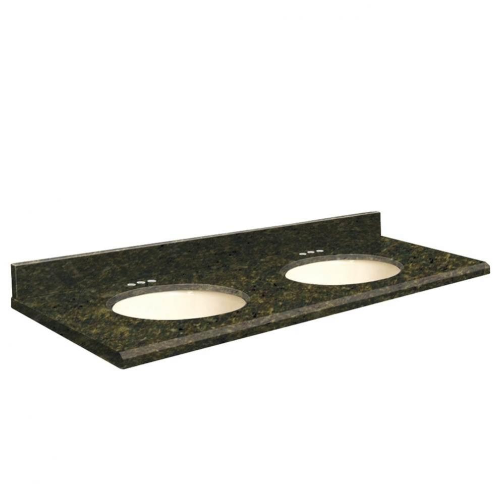 Granite 61-in x 22-in Double Sink Bathroom Vanity Top with Beveled Edge, 4-in Centerset, and Biscu