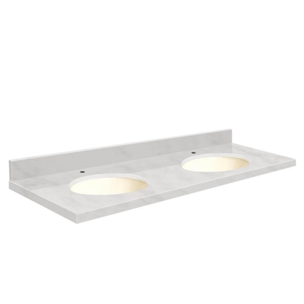 Natural Marble 61-in x 22-in Double Sink Bathroom Vanity Top with Eased Edge, Single Faucet Hole,