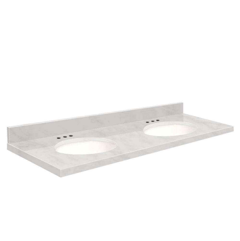 Natural Marble 61-in x 22-in Double Sink Bathroom Vanity Top with Eased Edge, 8-in Centerset, and