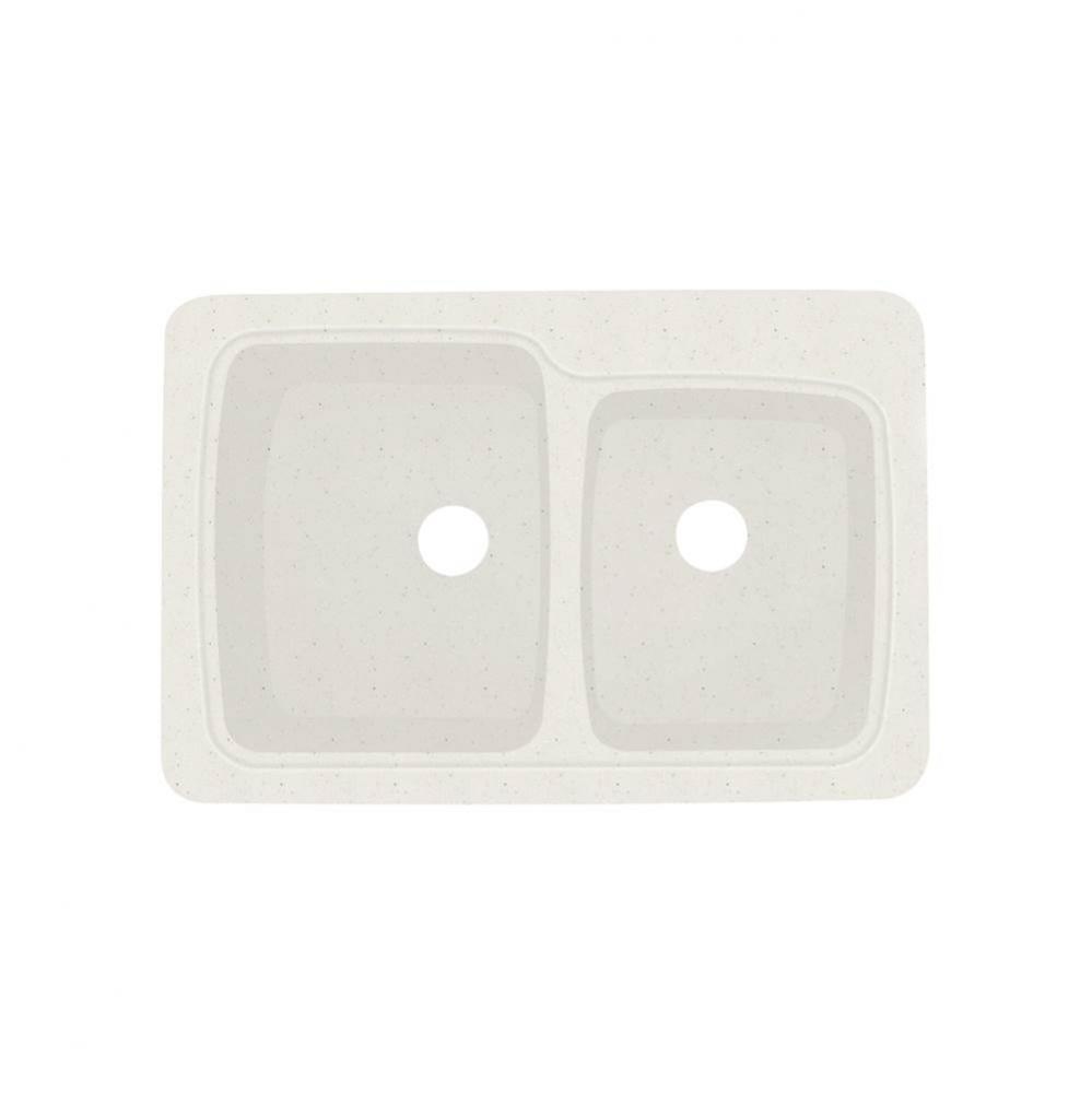 Savannah 33in x 22in Solid Surface Drop-in Double Bowl Kitchen Sink, in Matrix Summit