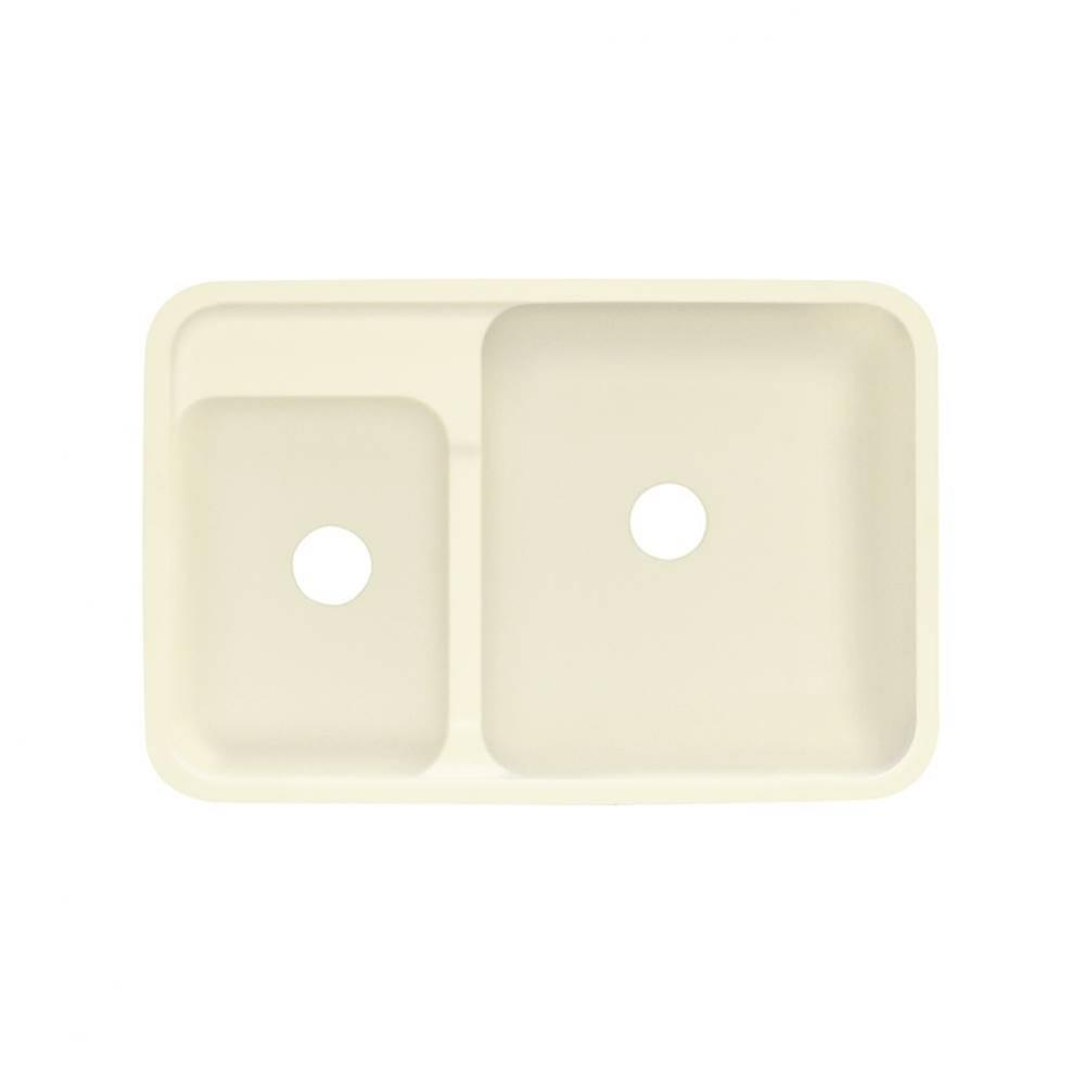 Augusta 32-in x 21-in Solid Surface Undermount Double Bowl Kitchen Sink, in Biscuit