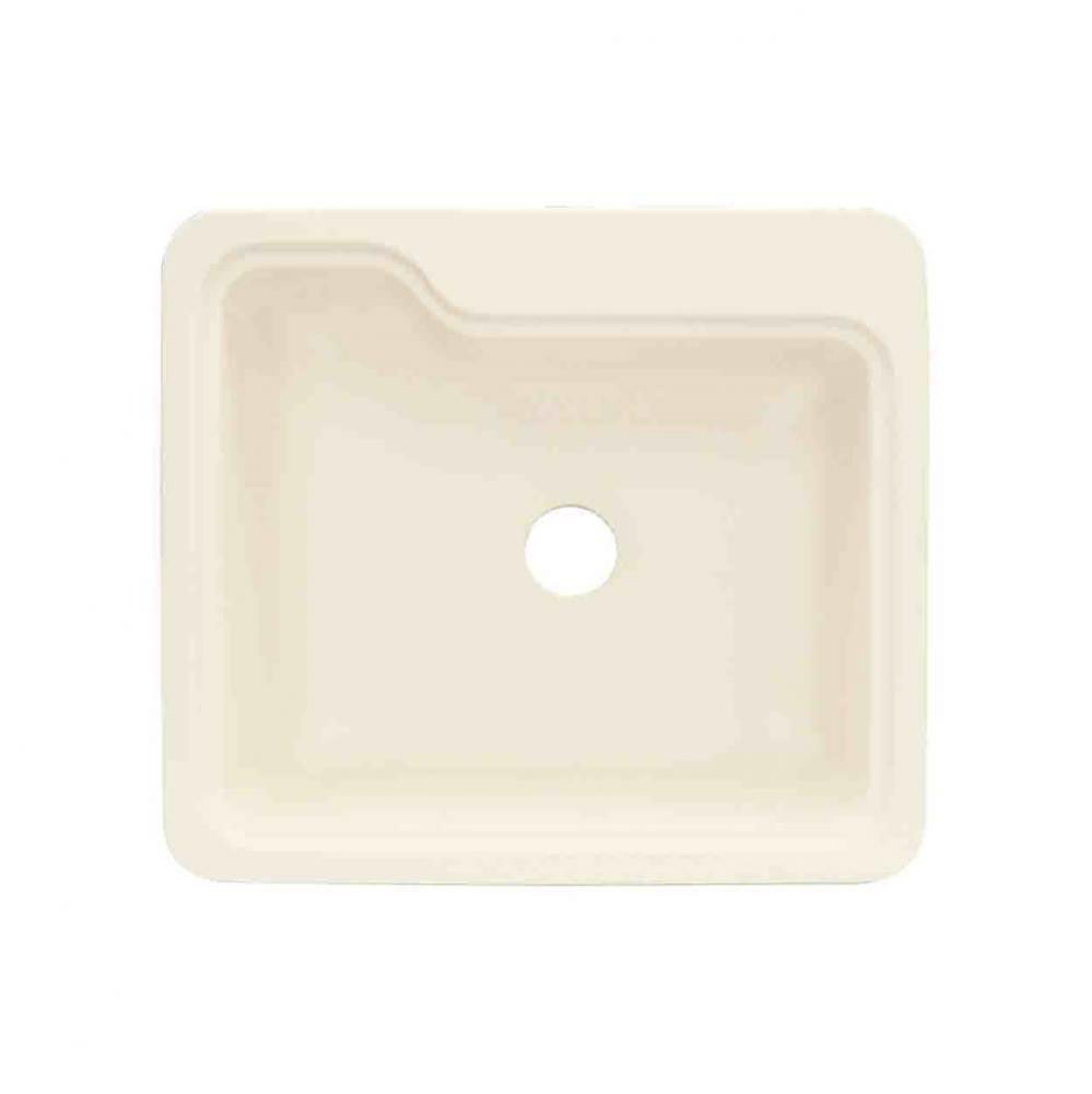 Portland 25in x 22in Solid Surface Drop-in Single Bowl Kitchen Sink, in Biscuit