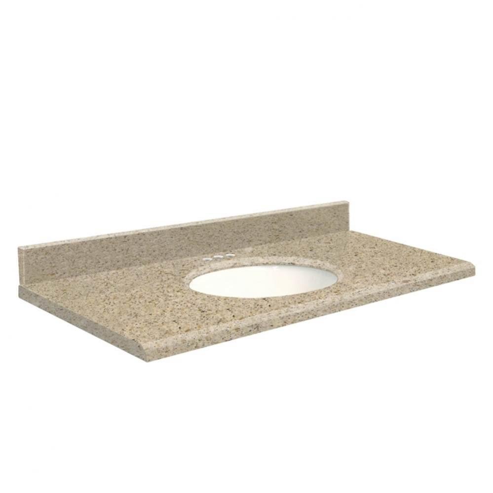 Quartz 25 -in x 19-in 1 Sink Bathroom Vanity Top with Beveled Edge, 4-in Centerset, and White Bowl