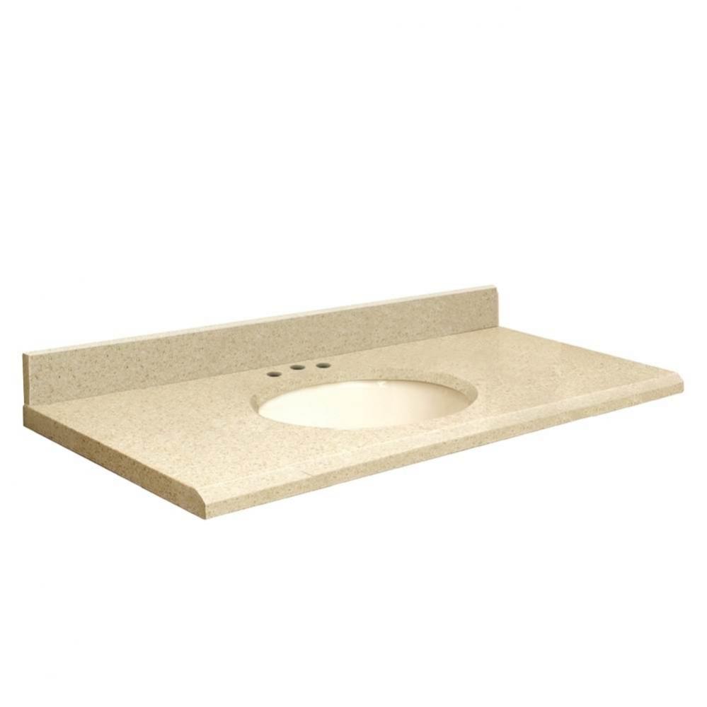 Quartz 25-in x 19-in Bathroom Vanity Top with Beveled Edge, 8-in Contour, and Biscuit Bowl in Natu