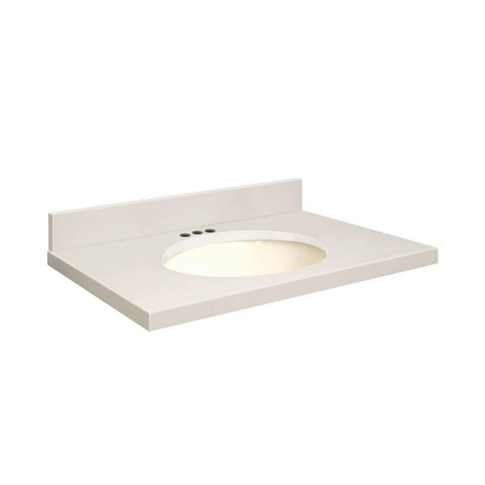 Quartz 25-in x 22-in Bathroom Vanity Top with Eased Edge, 4-in Centerset, and Biscuit Bowl in Mila
