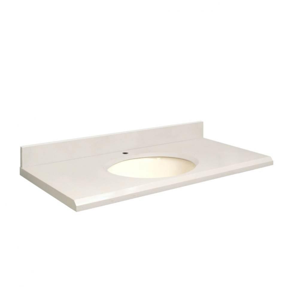 Quartz 25-in x 22-in Bathroom Vanity Top with Beveled Edge, Single Faucet Hole, and Biscuit Bowl i