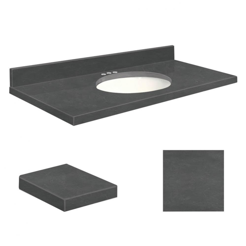 Quartz 31-in x 19-in Bathroom Vanity Top with Eased Edge, 4-in Centerset, and White Bowl in Black