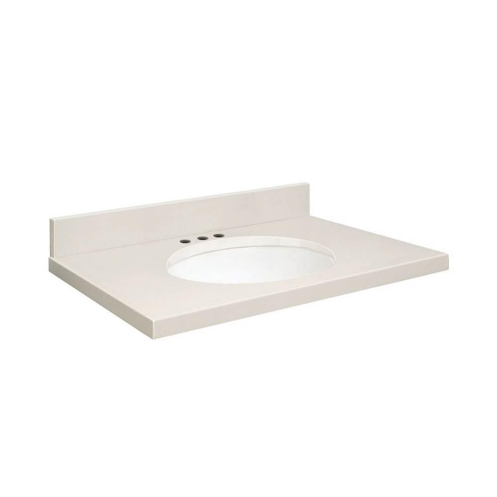 Quartz 31-in x 22-in Bathroom Vanity Top with Eased Edge, 8-in Centerset, and White Bowl in Milan