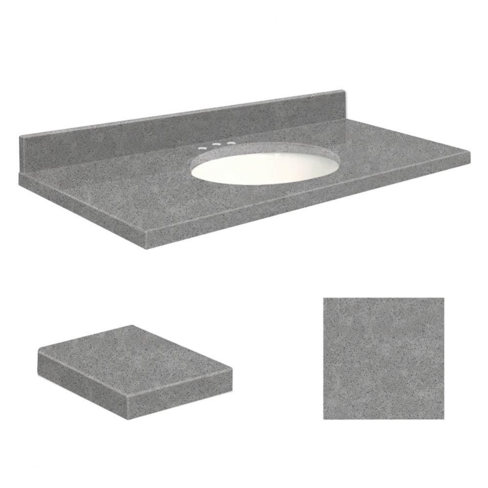 Quartz 31-in x 22-in Bathroom Vanity Top with Eased Edge, 8-in Contour, and White Bowl in Urban Gr