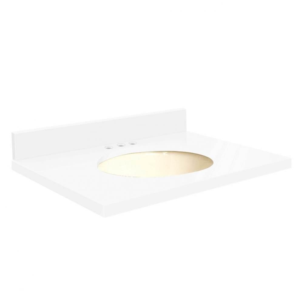 Quartz 31-in x 22-in Bathroom Vanity Top with Eased Edge, 8-in Centerset, and Biscuit Bowl in Nano