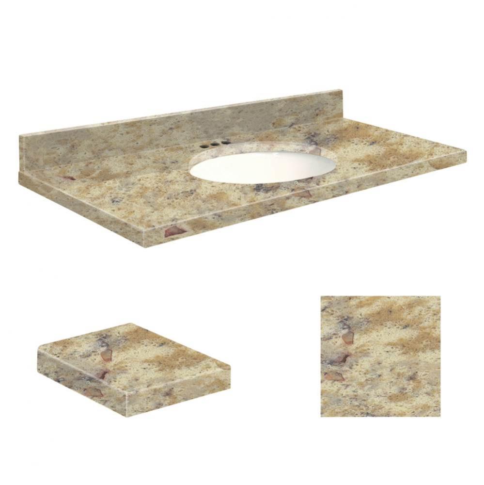 Quartz 37-in x 19-in Bathroom Vanity Top with Eased Edge, 4-in Centerset, and White Bowl in Trail