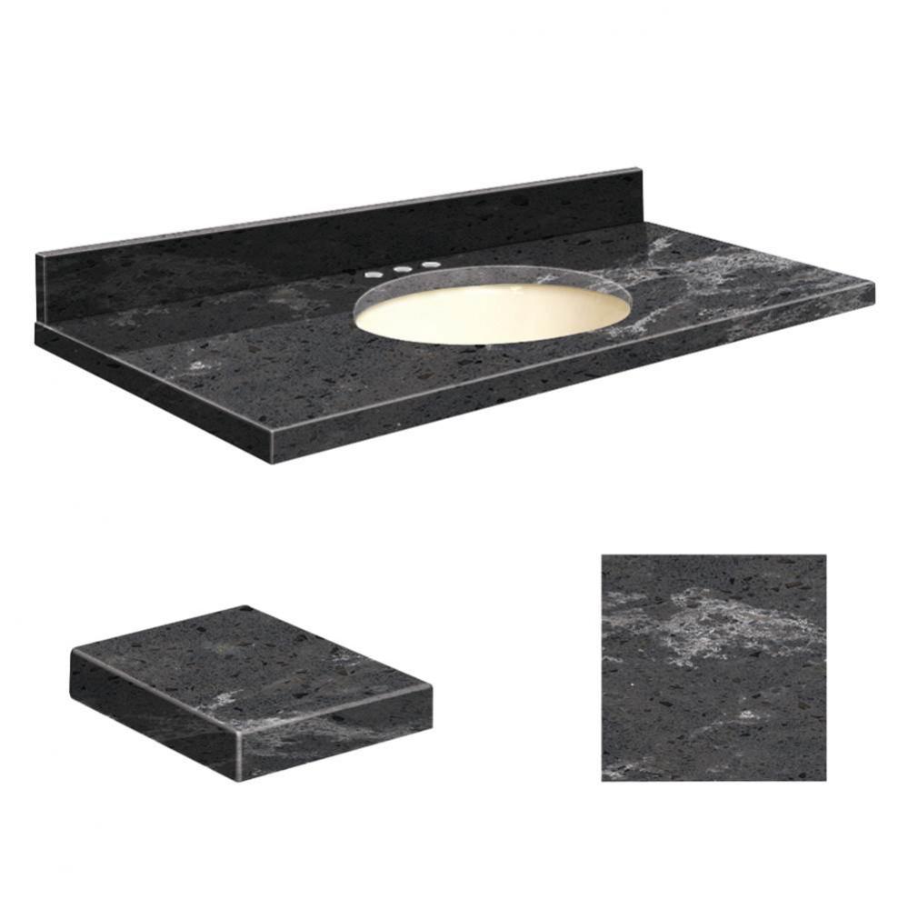 Quartz 37-in x 19-in Bathroom Vanity Top with Eased Edge, 8-in Centerset, and Biscuit Bowl in Milk