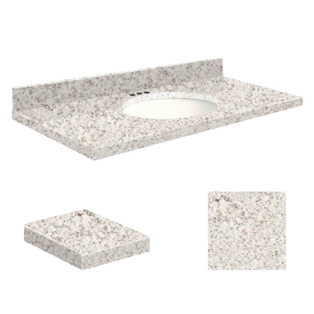 Quartz 37-in x 22-in Bathroom Vanity Top with Eased Edge, 4-in Centerset, and White Bowl in Almond