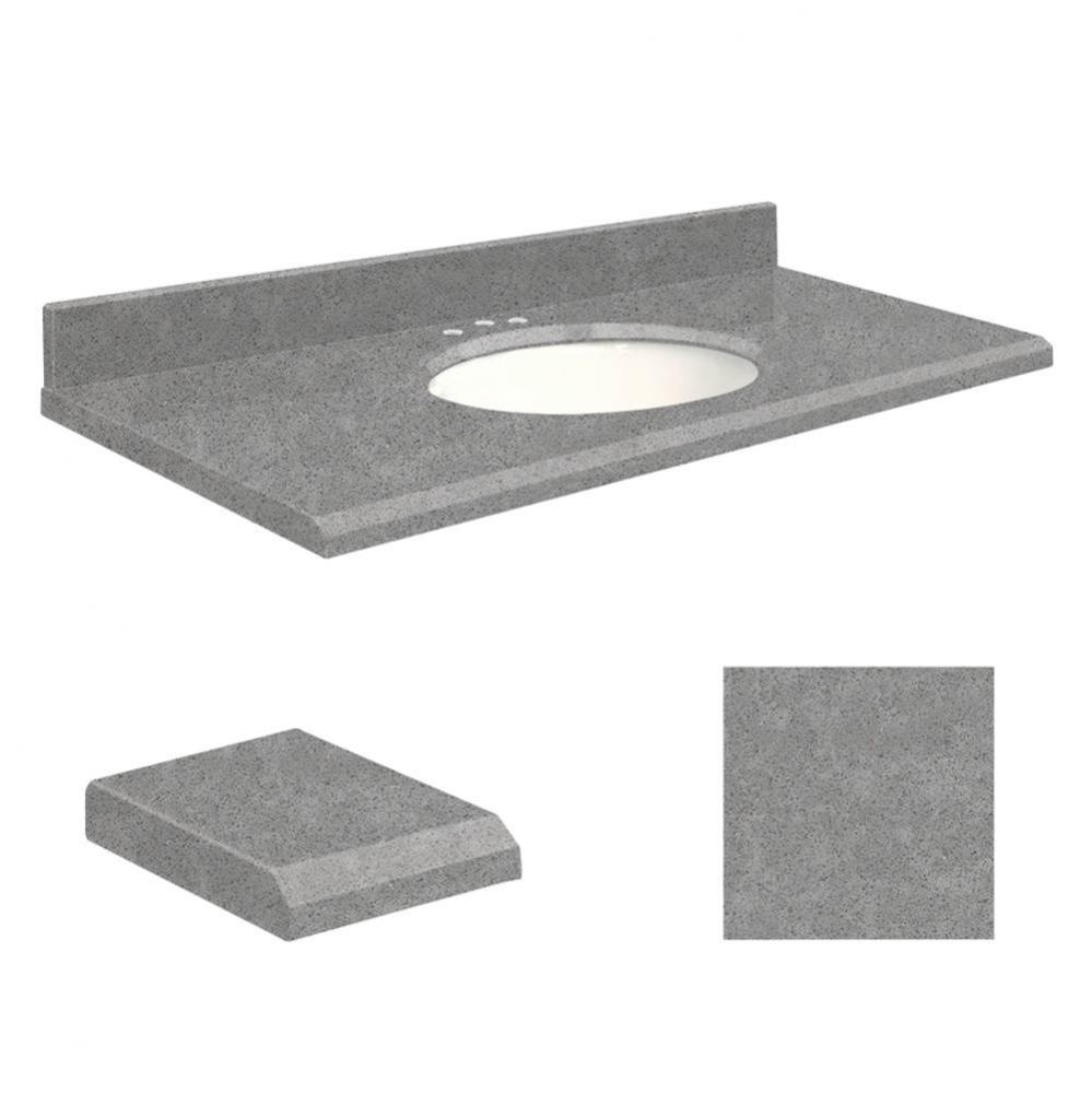 Quartz 37 -in x 22-in 1 Sink Bathroom Vanity Top with Beveled Edge, 8-in Contour, and White Bowl i